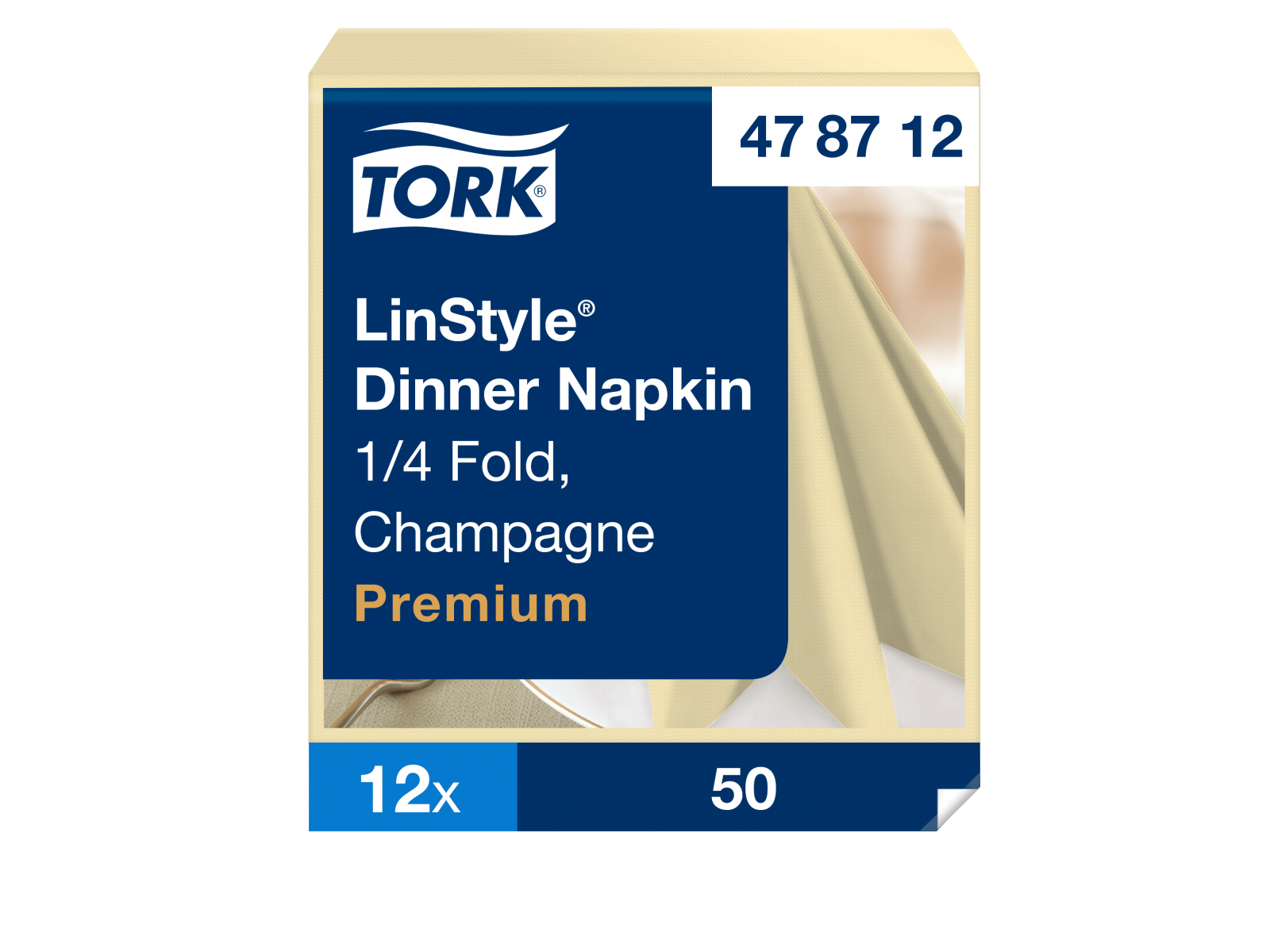 Serwetki Tork LinStyle&reg; 39x39 478712 Szampański Karton 600 serwetek (12 x 50) Składana 1/4